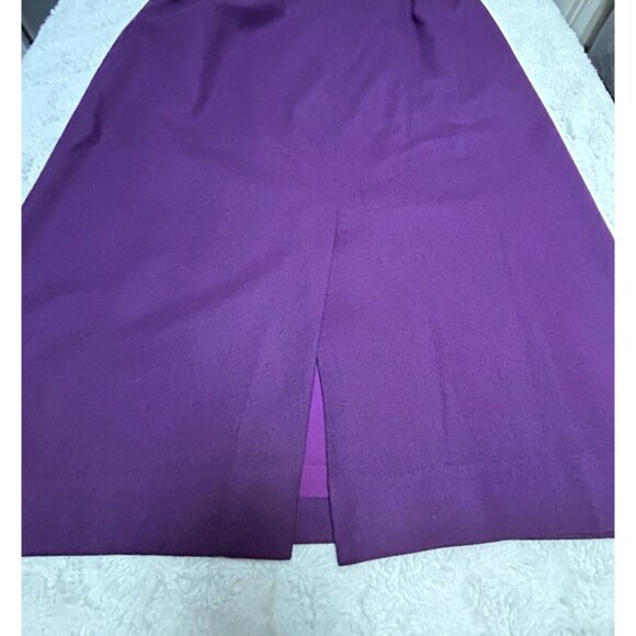 Vintage Boston Traveler Women 100% Pure Wool A-Line Career Midi Skirt Purple USA - Picture 2 of 9